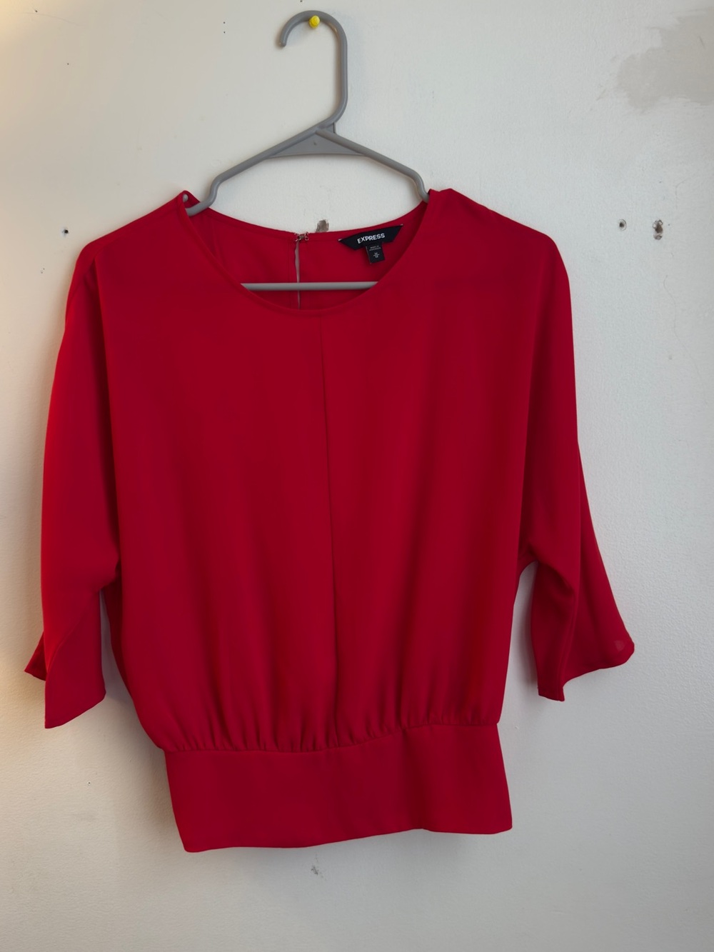 Express Bright Red Elastic-Hem Blouse